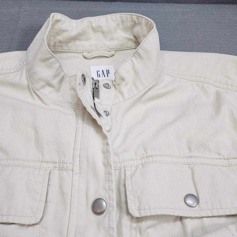 GAP Utility Jacket Beige Cargo Pockets Drawstring… - image 4